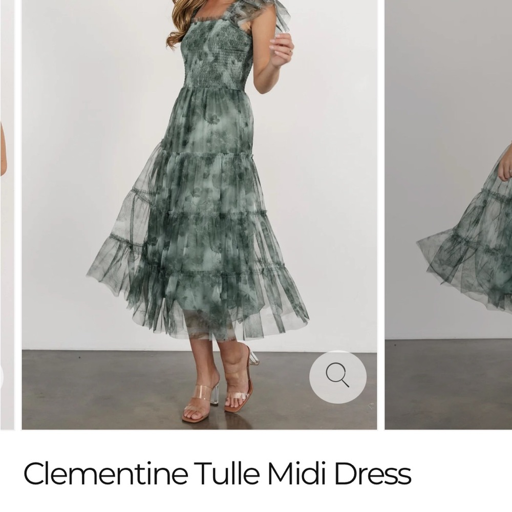 Green Midi Sundress with Tiered Ruffled Skirt and Spaghetti Straps